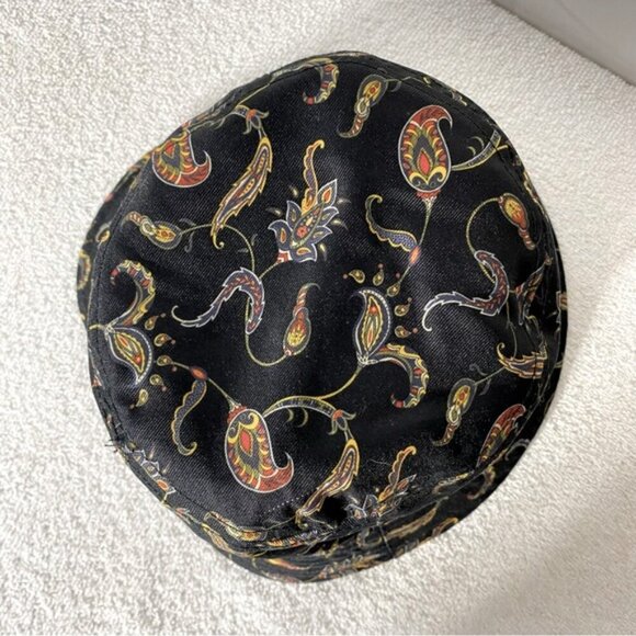 Vintage Black Red Yellow Blue Paisley Bucket Hat - Picture 6 of 9